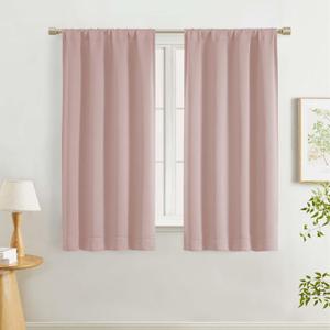 Lecloud Blush Pink Room Darkening Curtains 54 Inch Length 2 Panels, Pink Window Curtains for Bedroom, Energy Thermal Insulating Rod Pocket Curtain Drapes for Small Windows, 40" W x 54" L