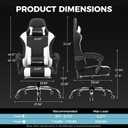 GTPLAYER Gaming Chair, Computer Chair with Footrest and Lumbar Support, Height Adjustable Game Chair with 360-Swivel Seat and Headrest and for Office or Gaming (Fabric, Black White), Seat Size: 19.68 x 20.47 inches