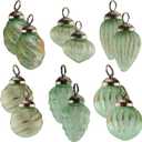 AuldHome Design Mercury Glass Finial Ornaments (Set of 12, Soda Glass, Small) Distressed Metal Antique Style Christmas Tree Decorations - 1.3 to 2-Inch Size