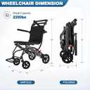 (Only 15lbs) Lightest Transport Wheelchairs, with Telescopic Handle, Carry Bag Include, Travel Wheelchairs for Adults Lightweight Foldable,Ultra Lightweight Folding Wheelchair