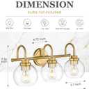 Bathroom Light Fixtures, 3-Light Brushed Gold Vanity Lights with Globe Clear Glass, Champagne Bronze Vanity Lighting Fixtures Over Mirror, AD-22280-3W-GD