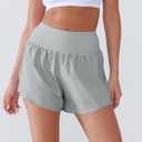 Women's High Waisted Running Shorts with Spandex, Athletic Shorts for Women Light and Airy with Wind-Resistant Fabric (Gray)