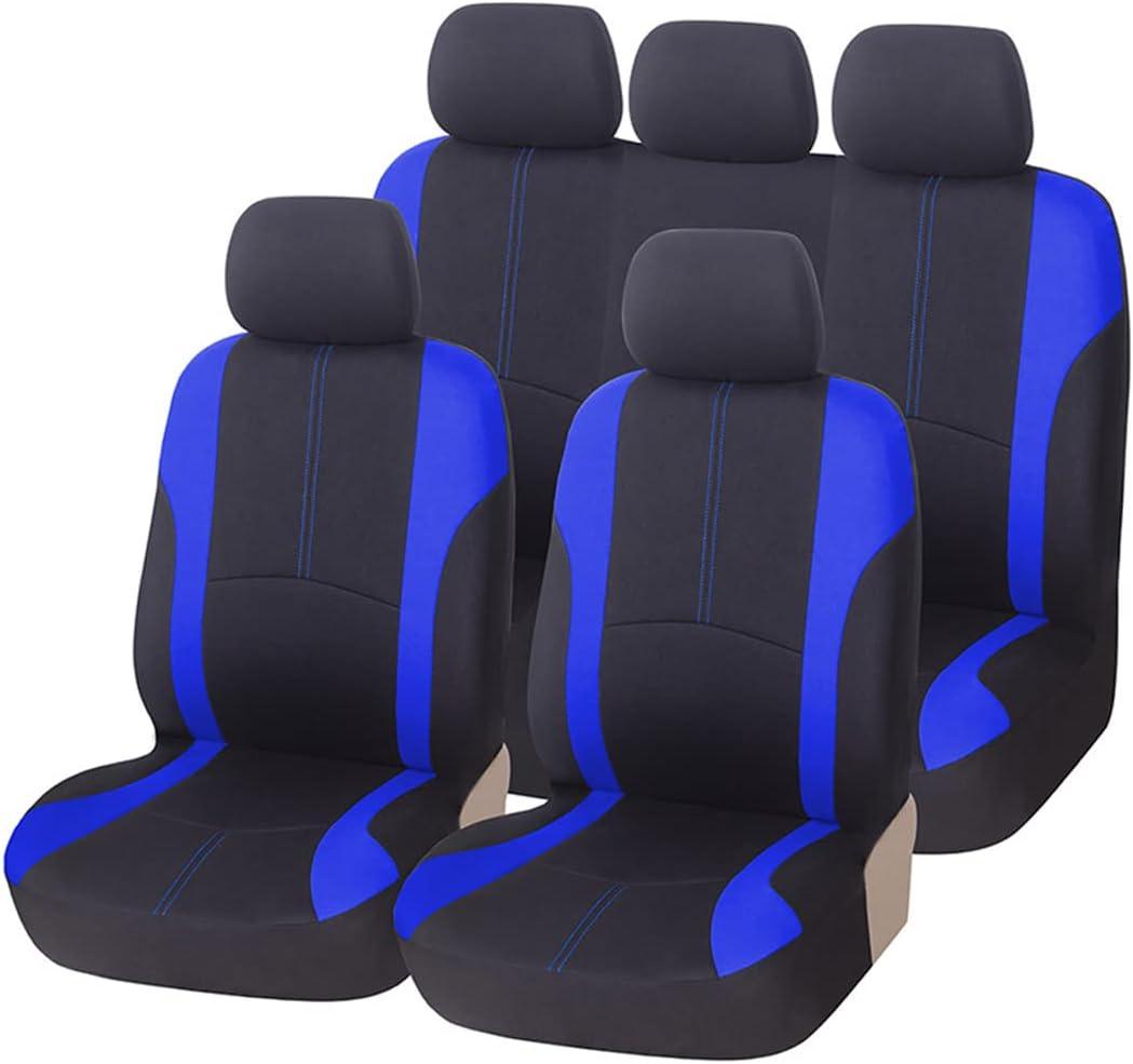 AICEL 9 Piece Car Seat Covers Full Set, Front and Rear Split Bench Auto Seat Protectors, Two-Tone Washable Automotive Seat Covers Universal Fit for Most Cars, Sedan, Truck, SUV (Blue)