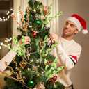 Norme 6 Pcs Christmas Tree Topper 17 Inch Red Green Candy Cane Xmas Decorations Woolen Curly Christmas Tree Picks Ornaments for Xmas Vase Filler Garland Home Holiday Decorations