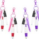 Nursing School Essentials,Mini Highlighter Nurse Pen Pack Set Include Pink and Purple Tip Highlighter 4 Permanent Marker Pen and 4 Retractable Ball Pen with 4 Nursing Keychain Clip