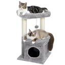 PEQULTI Cat Tree Tower for Indoor Cats with Private Cozy Cat Condo, Natural Sisal Scratching Posts and Plush Pompom for , GrayCats