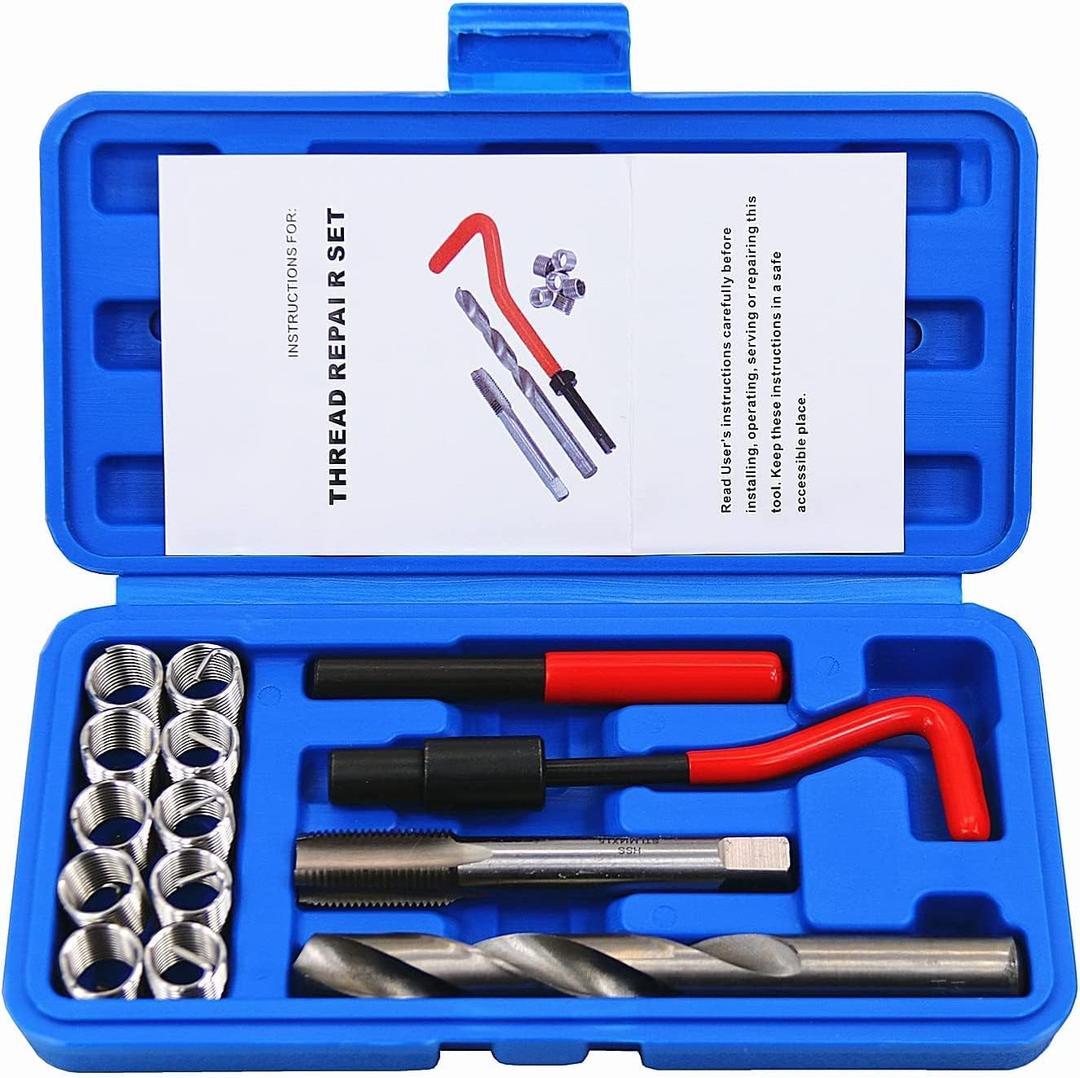 14pcs Thread Repair Kit M14 x 1.5mm Metric Thread Repair Insert Kit Compatible Hand Tool Set for Auto Repairing (M14-1.5)