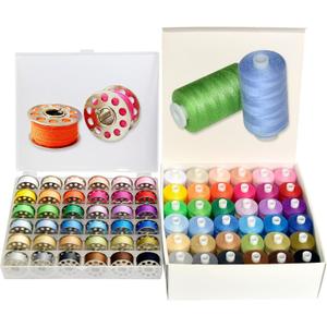 72Pcs 36 Colors Prewound Metal Bobbins and Thread Spools for Hand & Machine Sewing, Emergency and Travel, DIY and Home, 36 Colors Polyester Thread Spools