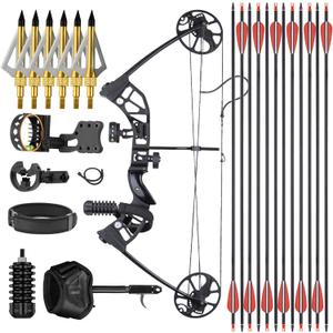 Compound Bow Set for Adults and Teens - Adjustable 20-70lbs Draw Weight, 19"-31" Draw Length, Right-Handed Archery Bow Kit for Hunting, Target Shooting, Outdoor Practice