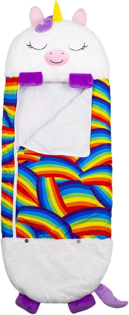 Happy Nappers: Pillow & Sleepy Sack: Large - White Unicorn - 66 x 30, 2-in-1: Plush Animal Opens to Sleeping Bag, Soft Play & Nap Character, Kids 3+ (Medium)