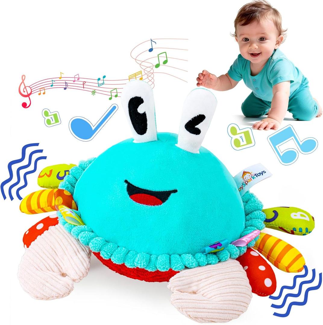 Baby Toys 12-18 Months, Musical Crawling Crab Baby Plush Toy, 50 Songs & Recording Feature, Dancing Bouncing Interactive Baby Sensory Toddler Toys 6-12 Months, Tummy Time Toys Easter Basket Stuffers