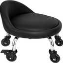Rolling Stool with Backrest 450 Lbs High Weight Capacity PU Leather Roller Seat and Heavy-Duty Crystal Universal Wheels for Men Women Boy Girl Furniture Gift, Home Office Black, Sitting height 9.34 inches