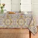 Horaldaily Boho Bohemia Style Tablecloth 60x84 Inch Rectangular, Vintage Country Rustic Farmhouse Magical Fall Yellow Washable Seasonal Table Cover for Party Picnic Dinner Decor