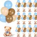 12 Sets Bear Baby Shower Balloon Stand Kit for Table Boy Baby Shower with Balloon Centerpieces Decorations for Blue Teddy Bear Theme Gender Reveal Birthday Party Table Decorations Supplies
