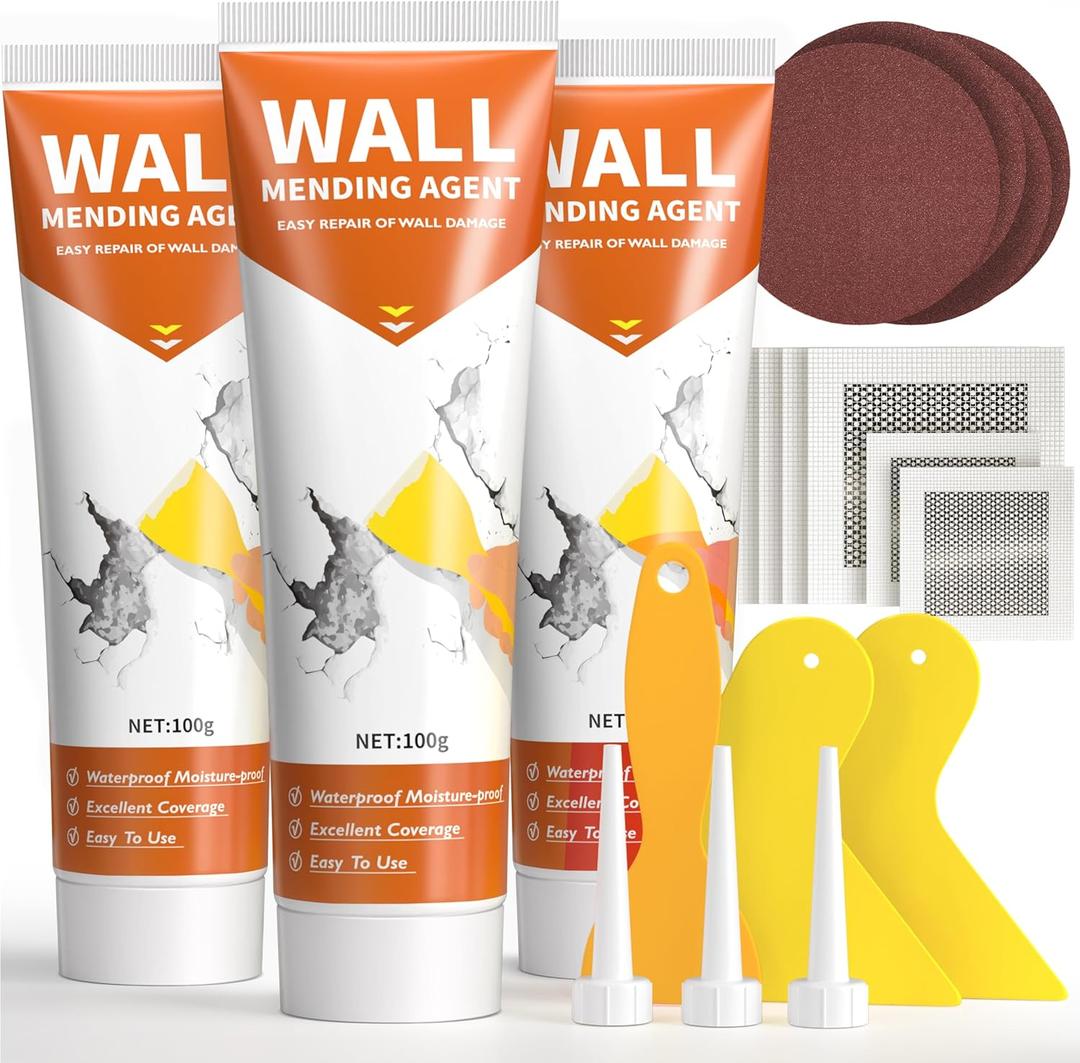 Spackle Wall Repair Kit, Drywall Repair Patch Kit, Simple Small Wall Hole Filler Efficient Crack Repair,3 Pack Wall Putty Paste, Plaster Ceiling Repair, Apartment Friendly