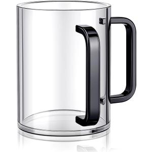 Dingion Judaica Hand Washing Cup with Dual Handles 5" Acrylic Clear Negel Vasser Washing Cup for Netilat Yadayim Jewish Ritual Kohanim(Clear, Black Handle)
