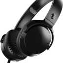 Skullcandy Riff On-Ear Wired Headphones, Convenient for Travel with 3.5mm Plug, Built-In Microphone, Foldable Lightweight Comfortable Design, Durable Headband - Black