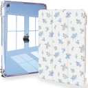 Feams Case for iPad (A16) 11th Generation 11 Inch 2025, iPad 10th Generation 10.9 Inch 2022, Slim iPad A16 Case Clear Back Cover with Pencil Holder & Auto Sleep, Blue Blossom