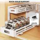 2 Pack 21IN-Depth Under Sink Organizer,Pull Out Cabinet Organizer With Smooth Cylindrical Rail,Metal Slide Out Drawer for Kitchen Bathroom Laundry,8-Level Tool Free Height Adjustable-White, 2 Pack-21"Dx9.5"-16.7"H