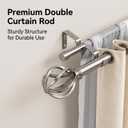 Satin Nickel Double Curtain Rods, Heavy Duty Decorative Drapery Rod 60-107 Inches, Telescoping Drapery Rod with Twisted Cage Finials
