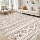cotiled 5x7 Area Rug Living Room: Washable Boho Rugs with Non Slip Backing Large Soft Indoor Stain Resistant Carpet for Bedroom Farmhouse Dining Room Lightweight Home Decor Dark Brown