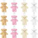 Sealive 12 Pcs Mini Plush Bears (4.7") - Small Stuffed Animals for DIY Valentine's Day Bouquets, Baby Shower Favors, Gender Reveal - Tiny Bear Ornaments for Backpack Keychains & Christmas Stockings