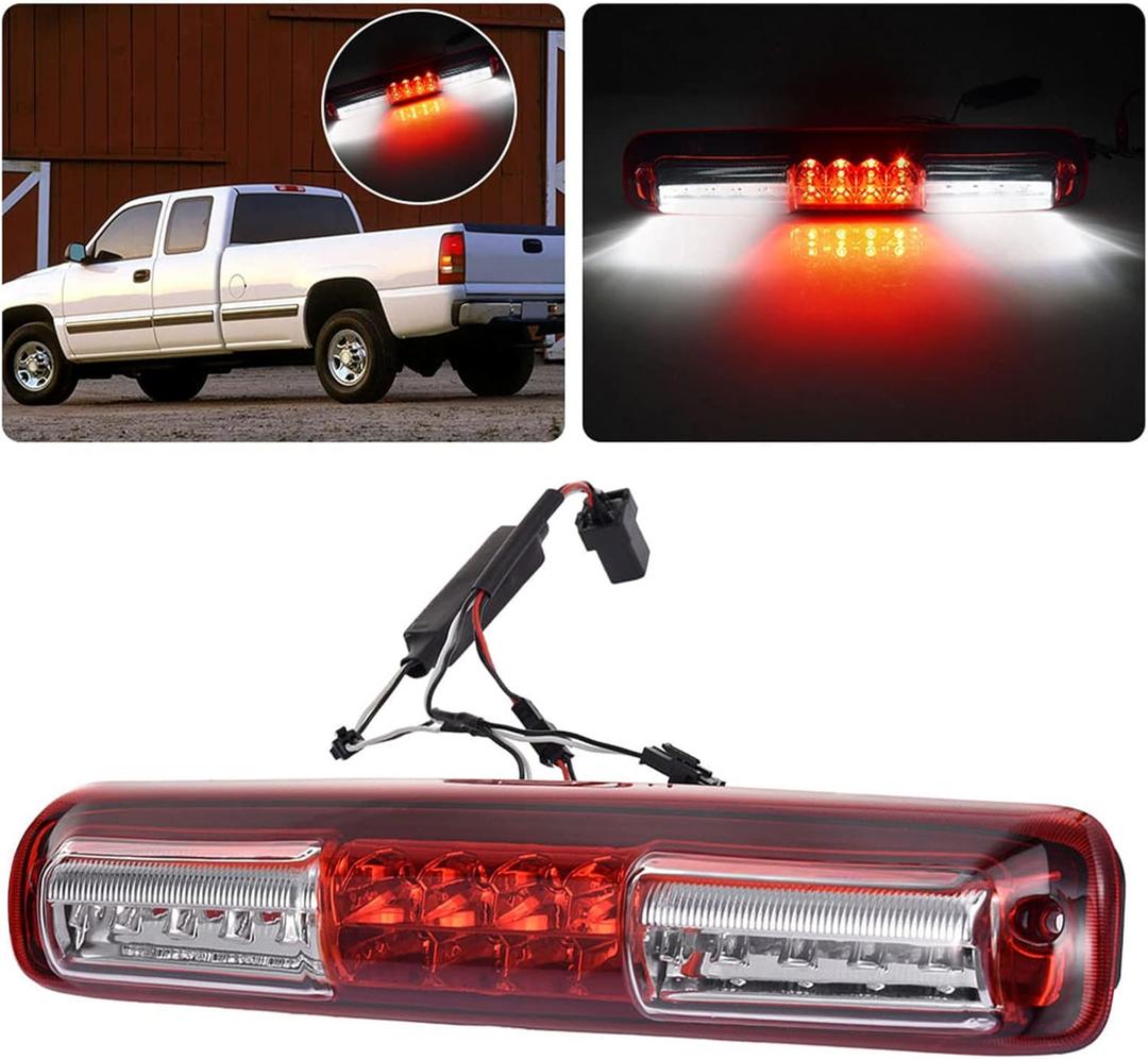 LED Tail High Mount 3rd Third Brake Light Cargo Lamp Waterproof Replacement for 1999-2006 Chevy Silverado/GMC Sierra 1500 2500 3500 HD, 07 Silverado/ Sierra 1500 2500 3500 HD Classic Red/White LED
