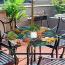 Outdoor Round Tablecloth with Umbrella Hole, Tropical Flowers Fitted Table Cloth with Elastic 36"-44" Waterproof Oil-Proof Circle Patio Table Cover for Picnic Camping Party