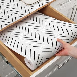 Tatyanna Shelf Liner for Kitchen Cabinets Non Adhesive Cabinet Liners Stripe Drawer Liner Strong Grip Non Slip Shelf Liners Waterproof Cupboard Liner Easy to Clean Pantry Dresser Liner 12IN x 10FT (11.8inch  118.1inch)