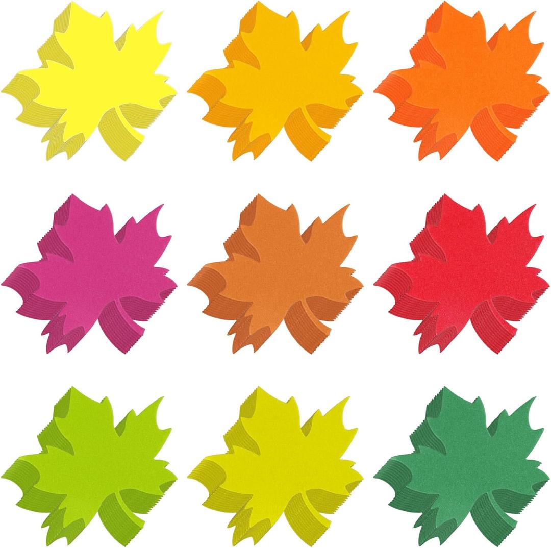 Kisston 360 Pcs Fall Cutouts Paper 3.9 Inch Leaf Cutouts for Bulletin Board Autumn Colored Maple Leaves Shaped Die Cuts for Thanksgiving DIY Craft Projects Classroom Decor