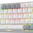 Redragon K617 Fizz 60% Wired RGB Gaming Keyboard, 61 Keys Hot-Swap Compact Mechanical Keyboard w/White and Grey Color Keycaps, Linear Red Switch, Pro Driver/Software Supported