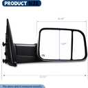 AERDM New Towing Mirrors Compatible with 2002-2008 Dodge Ram 1500 for 2003-2009 Dodge Ram 2500 3500 Pickup Truck Power Heated Side View Pair Set Black Flip-Up Side Mirror (Chrome), Standard