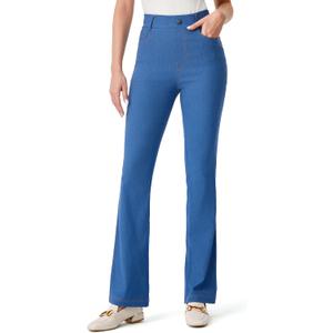 AFITNE Womens High Waisted Stretchy Pull On Flare Jeans Trendy Fashion Cute Bootcut Denim Like Jeggings (Blue, XS)