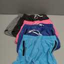 QWE 5 Pack Girls Athletic Shorts with Lock-Zip Pockets, Secure No-Slip Gym Dry-Fit Soccer Shorts for Youth Set A 10-12Years