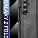 Oupeigar for Samsung Galaxy Z Fold 7 Case with Privacy Screen Protector, Hinge Protection, Wireless Charging, Ultra Thin Leather Matte PC Durable Shockproof Cover Phone Case for Fold 7-Light Gray