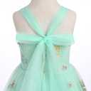 Flower Girl Dress Princess Sleeveless Floral Embroidered Kids Summer Wedding Pageant Birthday Tutu Tulle Dress (3-4T, Green)