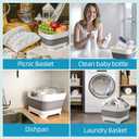 2.6 Gallon Collapsible Wash Basin with Drain Plug, Portable Large Capacity Foldable Sink, Multifunctional Dish Tub for Baby Bottles, RV, Camping, Kitchen, Travel & Outdoor Activities