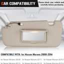 Sun Visor for Nissan Murano 2009-2014 with Light, Left Driver Side Beige SunVisor Replacement 96401-1AA1B, Stretchable Design