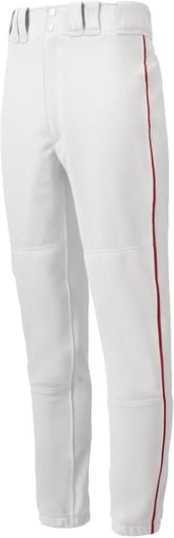 Mizuno Youth Premier Piped Baseball Pants (Large, White-navy)