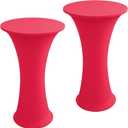 Cocktail Spandex Stretch Round Tablecloth, 2 Pack 24"x43" Fitted Highboy Stretch Table Cover High Top Round Cocktail Tablecloth for Bar Wedding Party Banquet (Magenta)