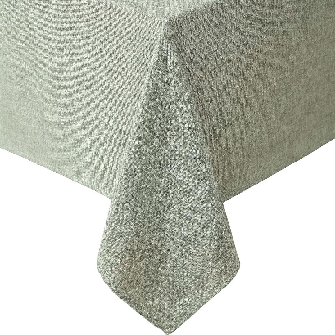 Laura Ashley Harper Luxuriously Smooth Fabric Tablecloth for Formal or Casual Dining, Holiday, Banquet, Wedding or Party, 60" x 144", Sage