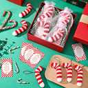 12 Sets Christmas Crochet Candy Canes Ornaments Handmade Christmas Christian Gift with Legend of Candy Cane Cards for Xmas Tree Decor Church Gathering Employee Friends Family Coworkers Party Favors