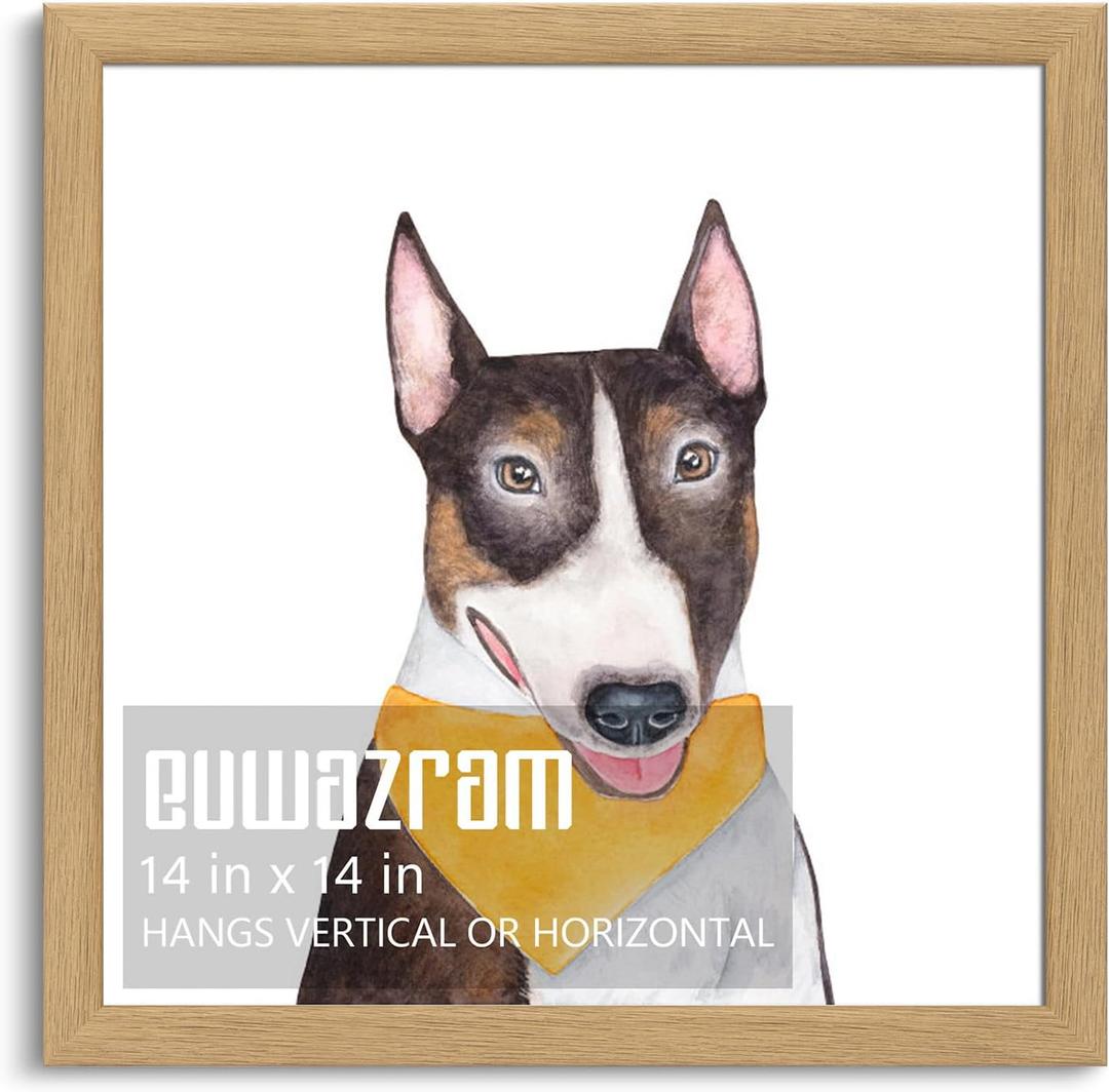 Rustic Oak 14x14 Frame - Single Frame, 14 x 14 Poster Frame for Artwork, Puzzles, Photos and Movie Posters Picture Frames