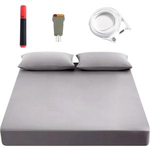 grounding Sheets King 90% Organic Cotton+10% Pure Silver Fiber, Grounding Fitted Sheets with Grounding Cord,Pain Reliefand Helps Sleep- Earth Connected Bedding (Gray, Full)