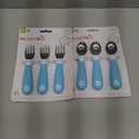 Munchkin Raise Toddler Fork and Spoon Utensil Set, Rest Keeps Tip Off Table, BPA Free, 6 Pack, Blue