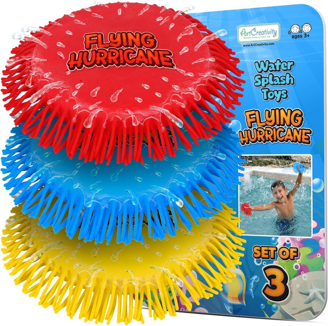 ArtCreativity Soft Water Frisbees for Kids, Soft Sports Discs (3 Pack), Beach Water Toys & Swimming Pool Toys for Kids, Backyard Fun Toy & Outdoor Summer Games, Birthday Gifts for Boys & Girls (Red, Blue & Yellow)