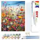 Wlid Flowers Paint by Number Adult-Paint by Numbers Flowers,Canvas Painting by Numbers for Adults Flower,Oil Painting by Numbers for Adults for Gifts and Home Wall Decor(With Gifts Box)16x20inch