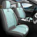 YOEOSO Car Seat Cover 5-Seats Full Set Universal fit, Suitable for Most Cars, SUV, Airbags Compatible with Synthetic Leather Car Seat Cushion Protectors (Grey Fruit Green)
