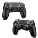 Puiseno Wireless Controller for PS-4, Dual Vibration Game Joystick/Motion Sensing/Touchpad/Speaker/3.5mm Audio Jack Headphone, Upgraded Six-Axis Sensor, Compatible with PS4/Slim/Pro Console/PC (2pcs black)