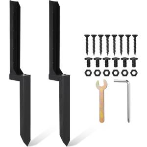 BESPORTBLE Fence Post Repair Kit, 2PCS Heavy Duty Steel Fence Post Stakes Anchor Ground Stakes for Repair Tilted, Broken Wood Support